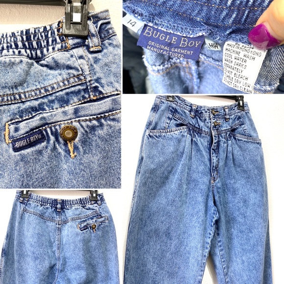 ACID WASH High Waisted Pleated 80’s Jeans  6 - Picture 6 of 8